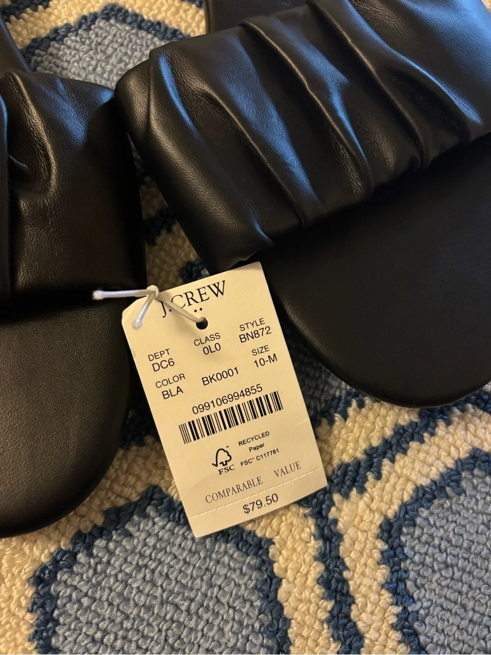 J. Crew Black Ruffled Slide Sandals - Women